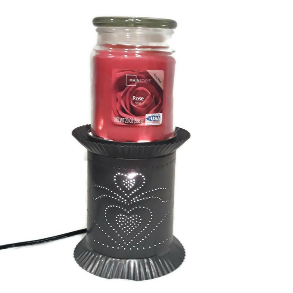 Tin candle/wax warmer lamp w/candle